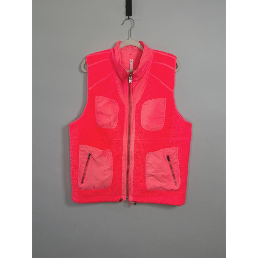 Free People Movement Fleece Vest Womens S Neon Pink Reversible Sherpa Gorpcore